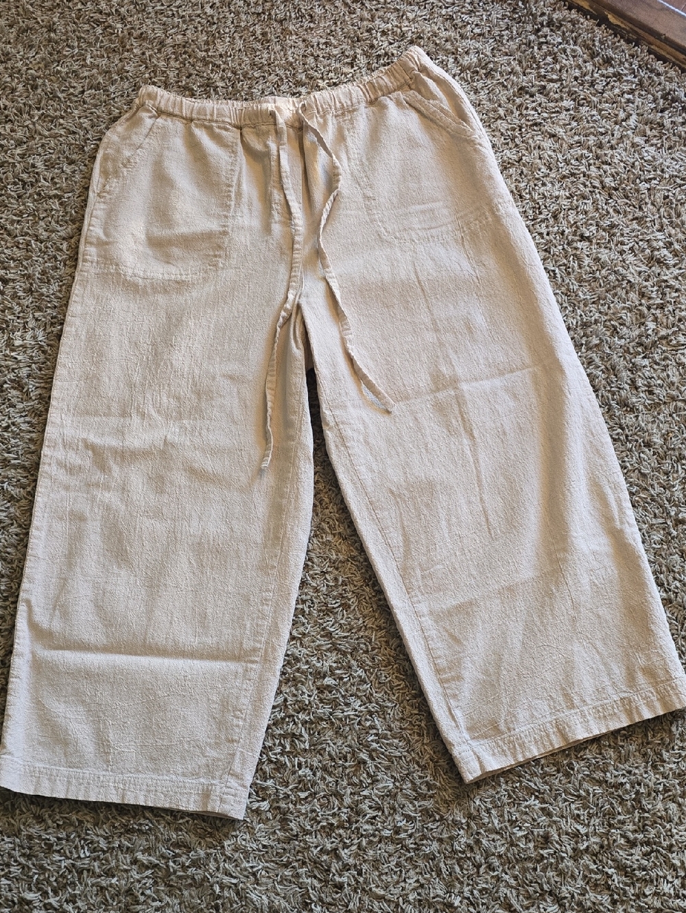 croft & barrow Beige Elastic-Waist Cotton Pants